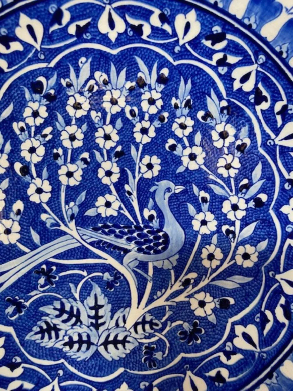 Vintage Hand Painted Turkish Küthaya Pottery Plate Peacock Signed 